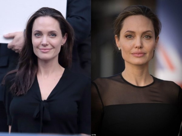 Vốn gương mặt đã có những đặc điểm riêng biệt nên Angelina Jolie, cô không cắt tóc mái để khuôn mặt được phô diễn từng đường nét tự nhiên.